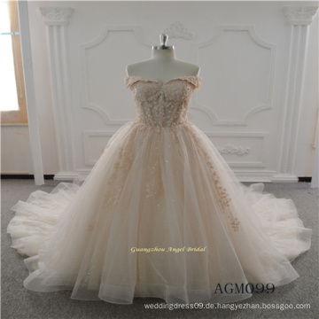 Neues Design-Spitze-Hochzeits-Kleid mit langem Zug 2017